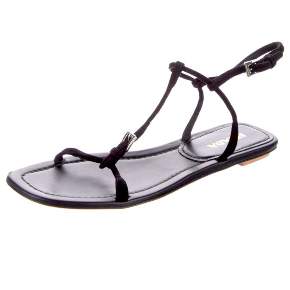 Prada suede leather t-strap sandals